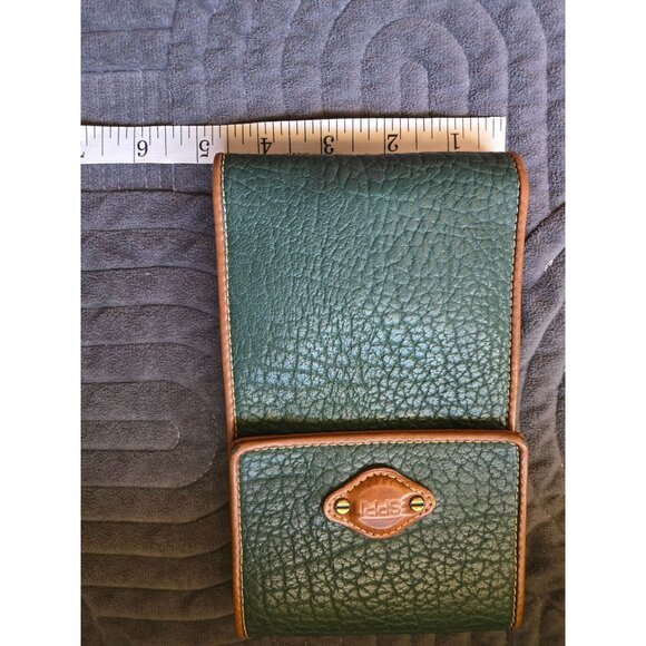 Vintage Esprit Wristlet Trifold Clutch Wallet Green Brown Faux Leather - Picture 4 of 5